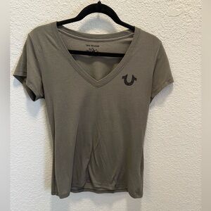 True Religion Women's Olive V-Neck Tee